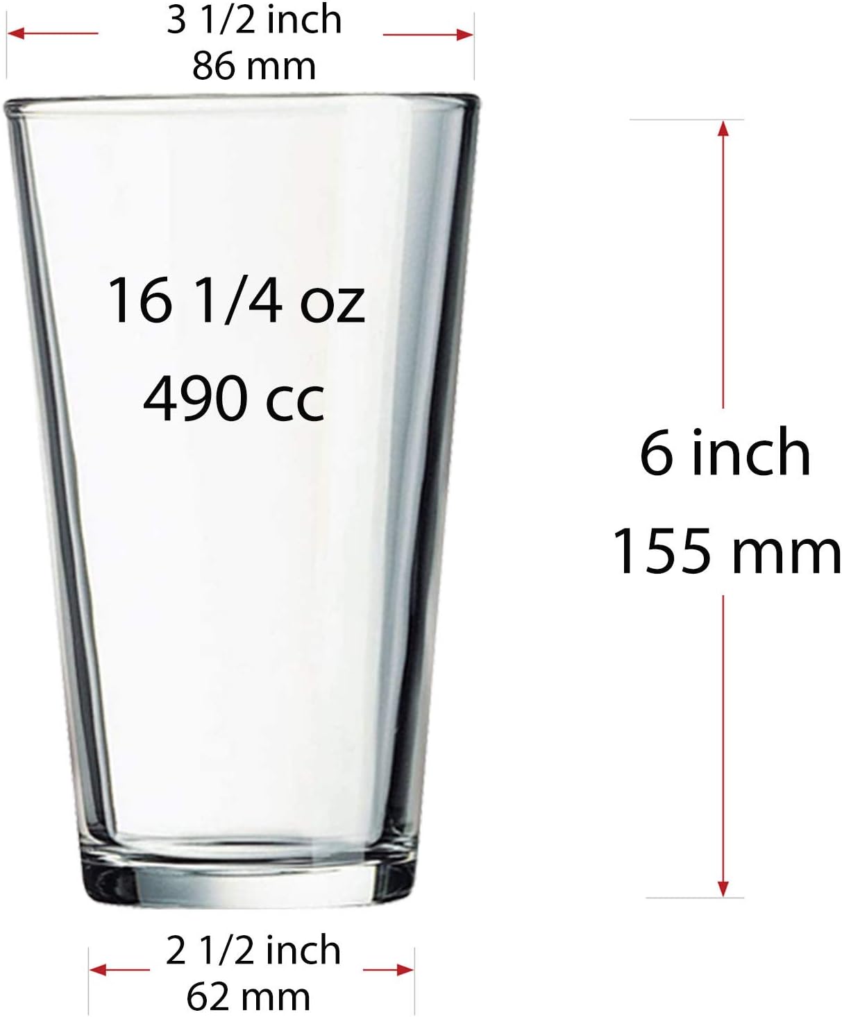 Set of 12 - Drinking Glasses 16 oz Highball Glasses Water Glasses Glass Cups Cup Sets Pint Glasses Beer Glasses Tumblers Bar Glasses Design for Home and Kitchen - Image 6